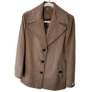 Calvin Klein Womens XL Taupe Wool‎ Blend Cashmere Blend Peacoat Jacket Coat New